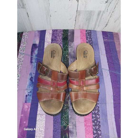 Clarks Collection Sandals Women's Size 7M Leather Multicolor Straps - Picture 4 of 10